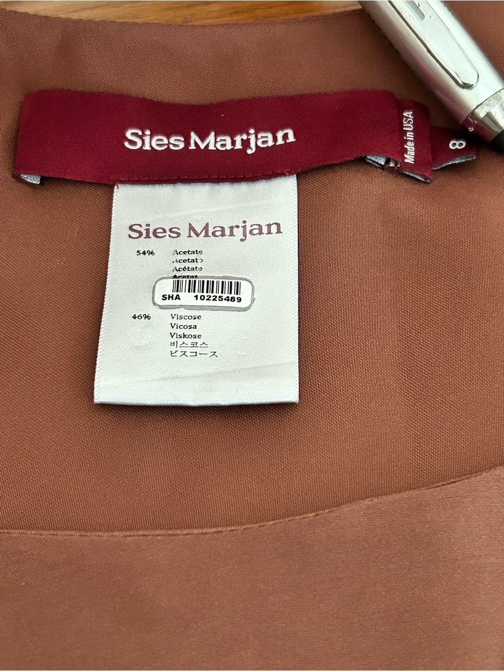 Sies Marjan Satin Draped Top Assymetrical Chocolate Brown Size 8 - Picture 6 of 13
